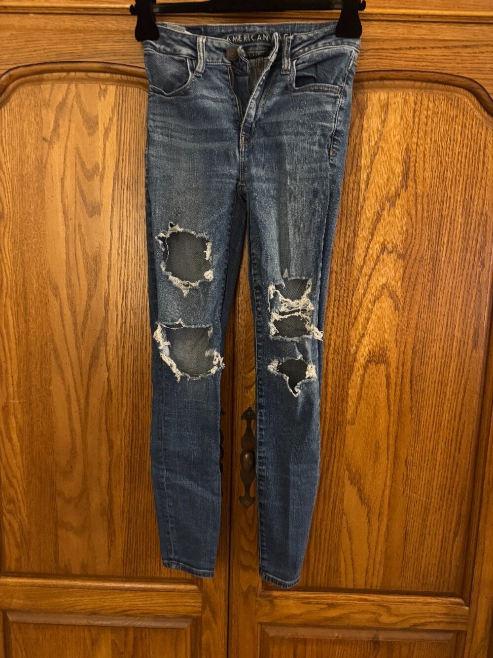 American Eagle Outfitters Distressed Blue Skinny Jeans